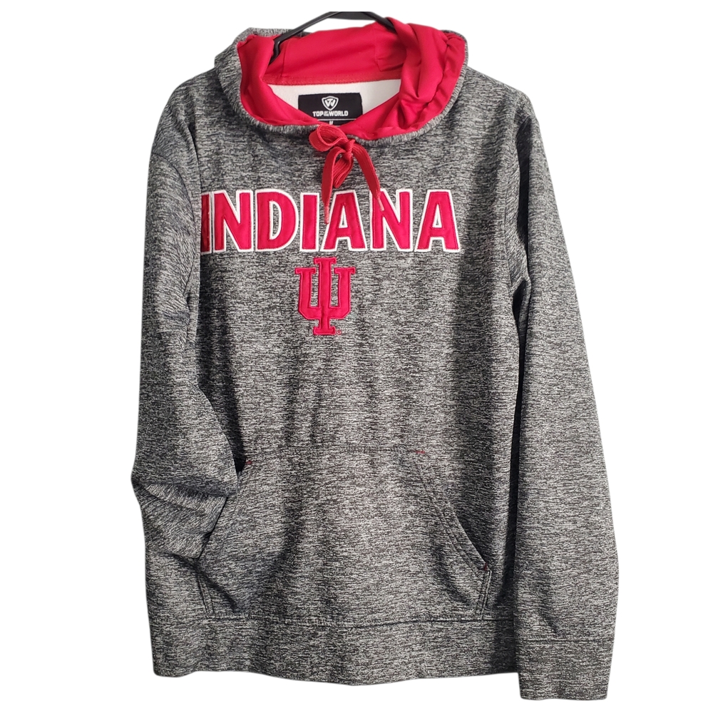Indiana University Mens Medium Heather Grey Fleece Lined Hoodie, IU College Logo